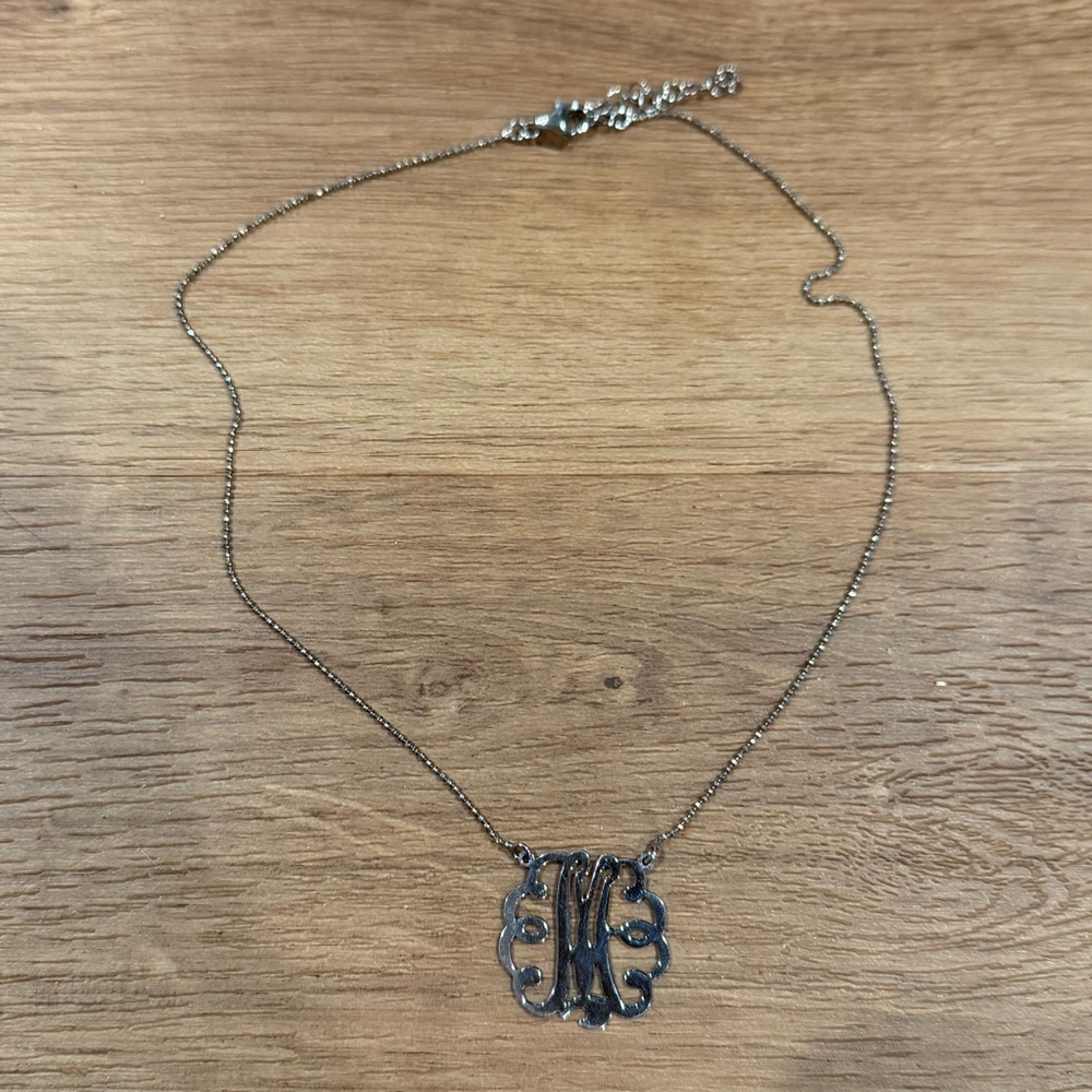 Monogram sterling silver M necklace